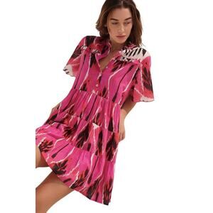 Ro's Garden Vibeka Cotton Dress Button Pink Anthropologie Tuckernuck Extra Large